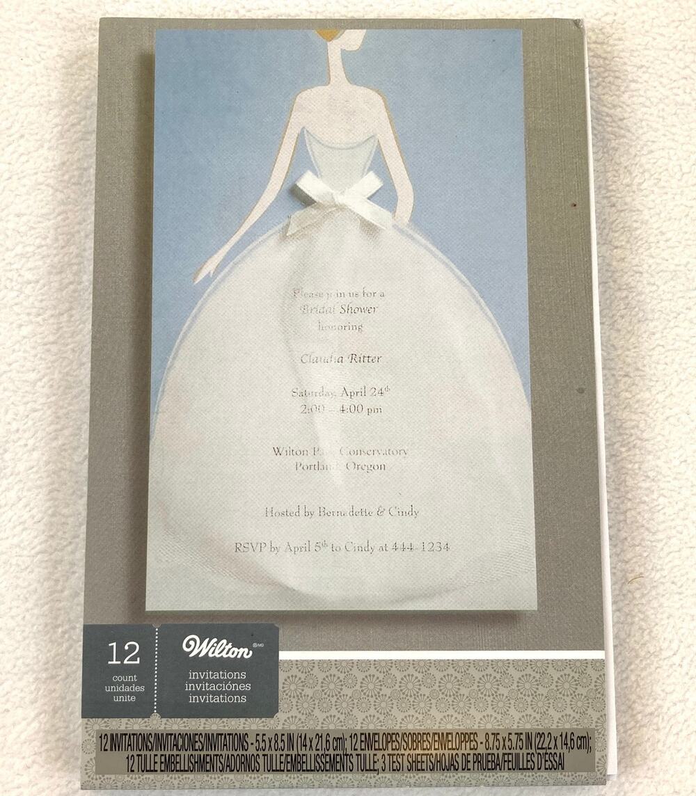 Wilton Invitations Bridal Shower 12/PK Invites Envelopes NEW
